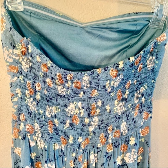 BOG Collective Jumpsuit Small Sleeveless Ocean Blue Boho Floral Cotton - Picture 6 of 16